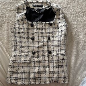 Zara Monochrome Tweed Vest